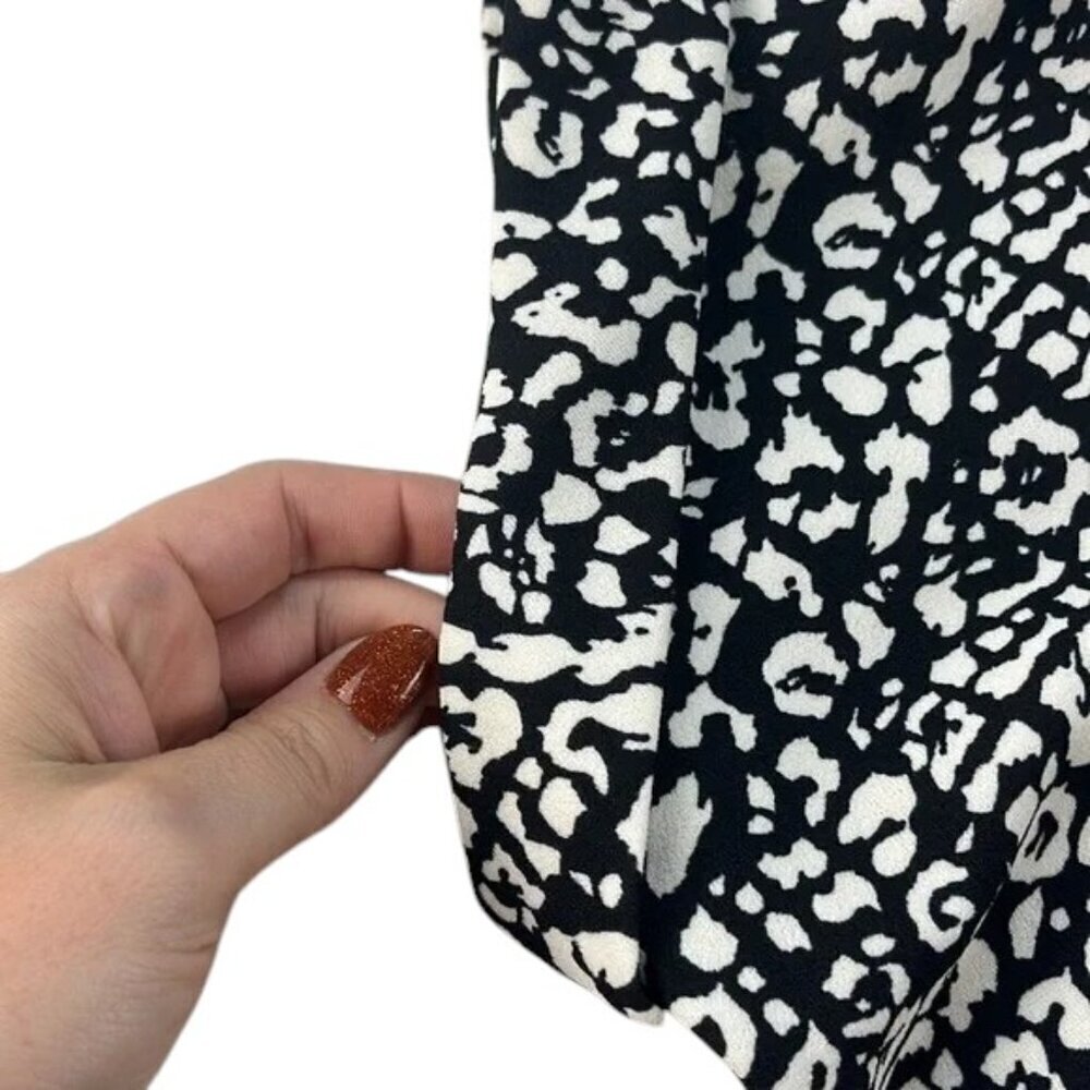 Melloday Top Black White Geometric Print Zip Back Short Sleeve Women’s XL - Picture 9 of 10
